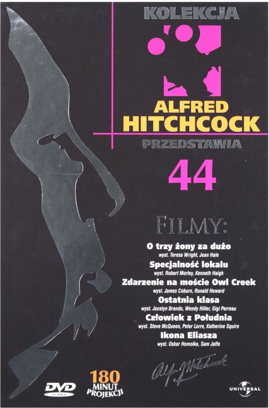 Alfred Hitchcock Przedstawia 44: O trzy żony za dużo / Specjalośc lokalu / Zdarzenie na moście Owl Creek / Ostatnia klasa / Człowiek z Południa / Ikona Eliasza (booklet) [DVD]
