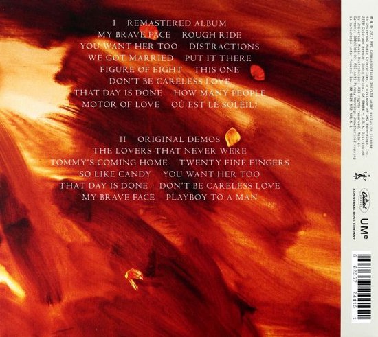 Achterkant van de "Flowers In The Dirt" special edition met tracklijsten van het geremasterde album en originele demo's.