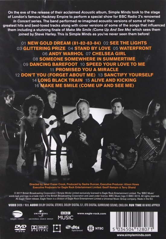 Acoustic In Concert (DVD) (Live), Simple Minds | Muziek | bol.com