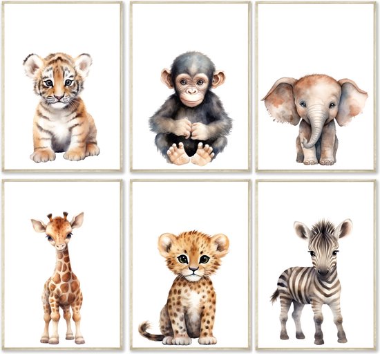 Grandora XXL muurstickerset safari dieren muursticker baby kinderkamer DL811-2