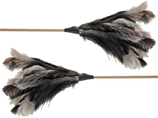 2x plumeaux/plumes plumes d'autruche 40 cm - Produits  ménagers/nettoyage/époussetage