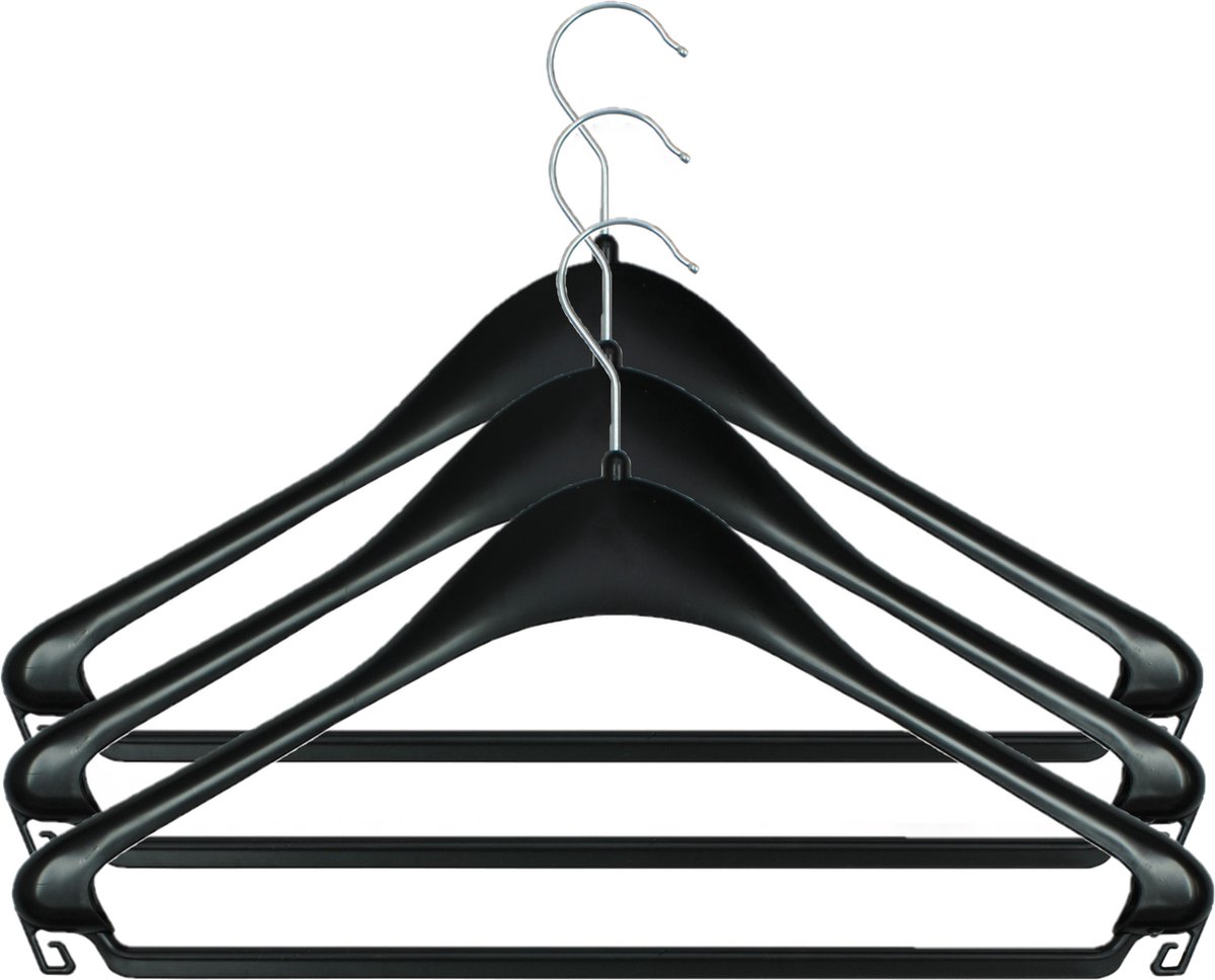 Kledinghanger - 12x - zwart - kunststof - kledinghaak - kleding ophangen - kleerhangers - Kleding opruimen