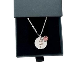 Rosey’s® - Geboortesteen ketting juni - geboortesteen juni - Zilver - geboortesteen - persoonlijke ketting - birth flower - babyshower - kraamcadeau - cadeau vrouw - geboortesteenketting - verjaardag vrouw - Geboortesteenketting Juni