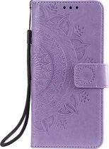 Shop4 - Geschikt voor iPhone 12 mini Hoesje - Wallet Case Mandala Patroon Paars