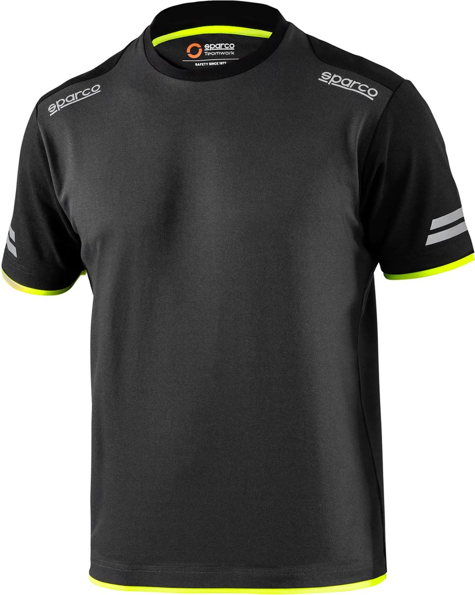 Sparco Tech Tucson T-Shirt - Zwart/Grijs/Marineblauw — Geel — XXL