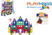 Playmags Mega Boord en 100 Delige 3D Magnetische Tegels (Inclusief15 Magnetische Speelfiguren) - Combopack