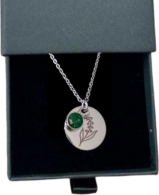 Rosey’s® - Geboortesteenketting mei - Geboortesteenketting - geboortesteen mei - zilver kleur - Geboortesteen met doosje - Birth stone - geboortesteenketting - Babyshower - Kraamcadeau - Moederdag cadeau - Geboortesteen ketting Mei