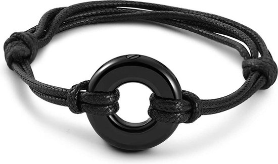 Assieraden Specialist - As armband Verstelbaar - Cirkel Van Leven - Crematie Armband - Zwart