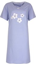 Tenderness Dames Nachthemd Slaapkleedje - Bloemenprint - 100% Gekamde Katoen - Licht Blauw - Maat L