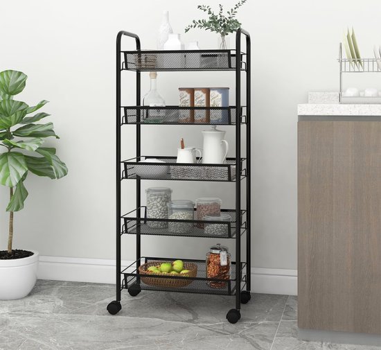 Foto: The living store trolley keuken 46 x 26 x 105 cm ijzer zwart