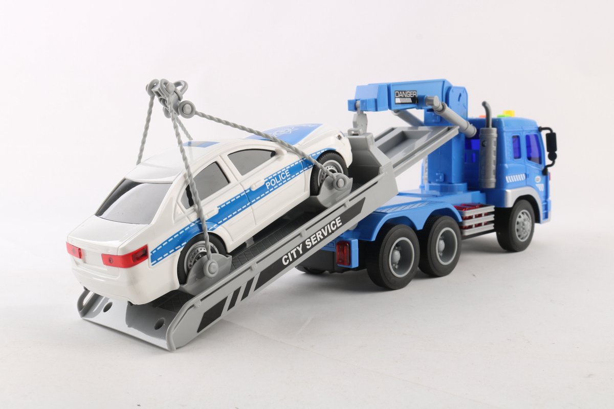 JMKA auto speelgoed jongens- vrachtwagen speelgoed- politie auto speelgoed- 40 CM- takelwagen- politie auto- takelwagen- truck — afbeelding 3