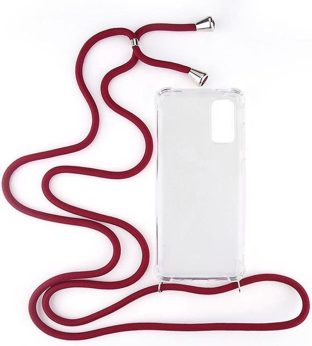 Shop4 - Geschikt voor Samsung Galaxy S20 Hoesje - Zachte Back Case met Koord Donker Rood