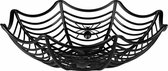 Zwarte spinnenweb snoepschaal 27 cm - Halloween decoratie/accessoires/versiering - Spinnen web schaal zwart