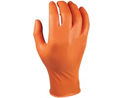 Grippaz 2-zijdige draagbare nitril wegwerp handschoenen type 246 - extra sterk - oranje - vishuidstructuur - maat L/9 - doosje à 50 stuks