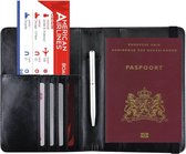 Grote Luxe Paspoort Hoesje - Dubbel Paspoorthouder met Anti Skim Bescherming - Zwart