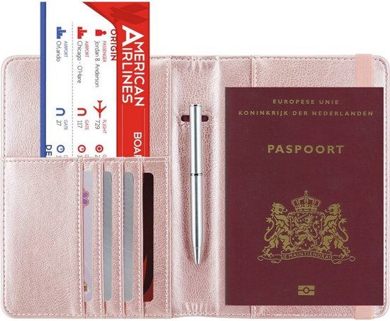 Grand étui pour passeport de Luxe – Double porte-passeport avec Protection anti-écrémage – Rose
