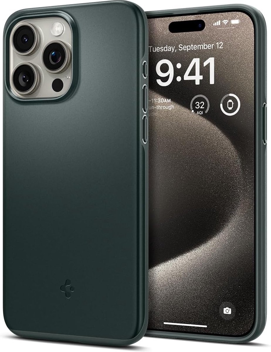 Spigen Geschikt voor Apple iPhone 15 Pro Max - Back Cover - Thin Fit hoesje -Groen