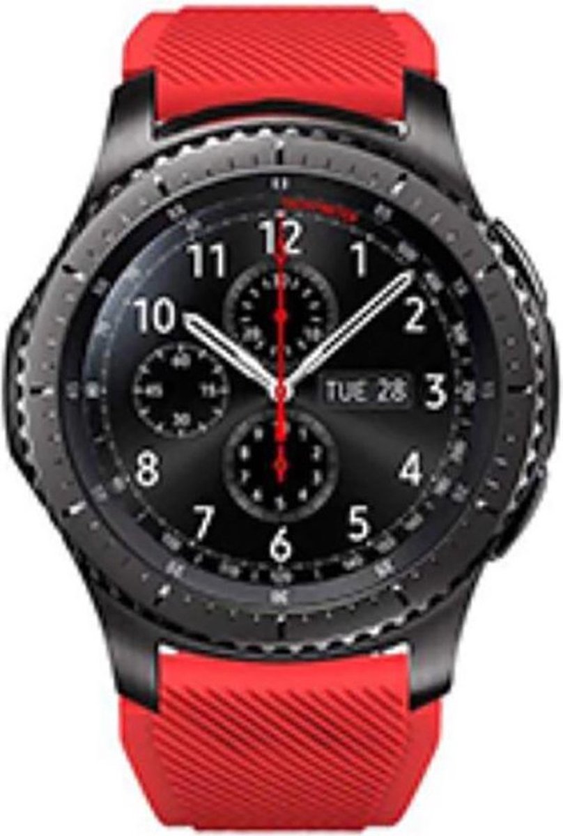 Shop4 - Geschikt voor Samsung Galaxy Watch 46mm Bandje - Siliconen Rood