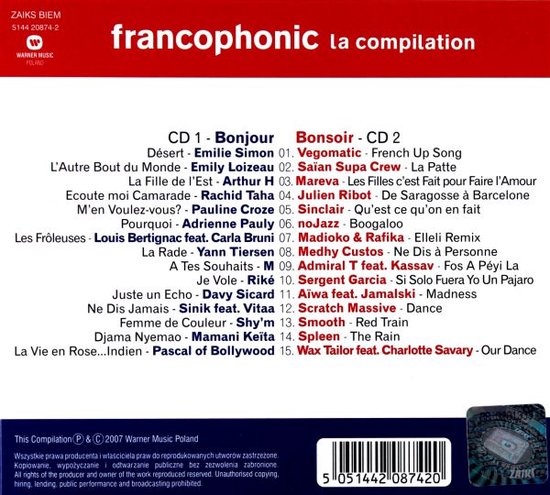 Francophonic La Compilation (digipack) [2CD]