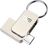 LUXWALLET PD20 Mini clé USB USB 2.0/ Micro USB - OTG - Flash Drive - Mémoire - Conception de rotation à 360 degrés - 64 Go - Argent