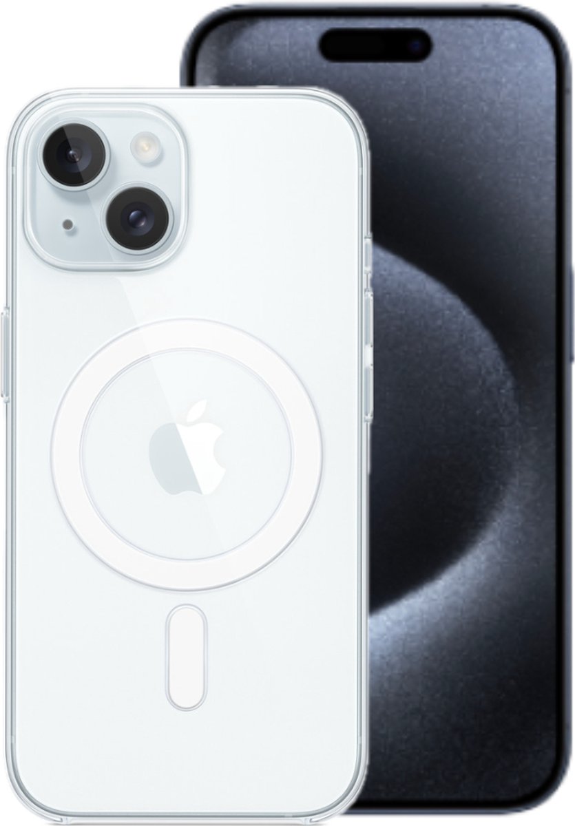 Magnetisch Hoesje Doorzichtig Geschikt voor iPhone 15 - Transparant Hoesje met Magnetische cirkel - Geschikt voor MagSafe - Geschikt voor Apple iPhone 15