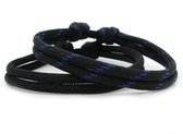 Set van 2 geknoopte paracord armbandjes - zwart en zwart blauw