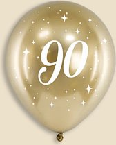 Partydeco - Glossy ballonnen gold 90 jaar (6 stuks)