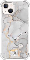 Casimoda® hoesje - Geschikt voor iPhone 13 - Marmer Grijs - Shockproof case - Extra sterk - Siliconen/TPU - Grijs, Transparant