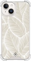 Casimoda® hoesje - Geschikt voor iPhone 14 - Palmy Leaves Beige - Shockproof case - Extra sterk - Siliconen/TPU - Bruin/beige, Transparant
