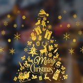 Raamstickers Kerst Kerstboom - Kerstornamenten - Goud - Gold - Glitter - Herbruikbaar - Sneeuwvlokken - Kerstmis - Decoratie - Raamdecoratie - Kerstversiering - Raamversiering - Merry Christmas - Sneeuwpop - Kerstman - Rendier