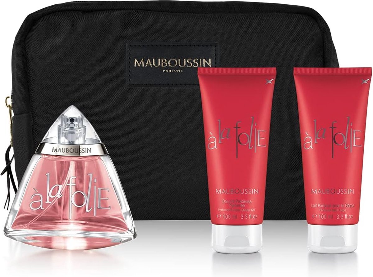 Mauboussin À La Folie Gift Set Eau De Parfum (edp) 100 Ml, Shower Gel 100 Ml, Body Lotion 100 Ml And Cosmetic Bag 100ml