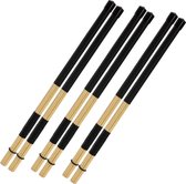 3 paar 16" Bamboo Hot Rods Drumsticks, gemaakt van 19 bamboe pluggen, Rod Drum Brushes, 5A Drumstokken voor Jazz, Rock Band, Folk, Small Venue Performance, Zwart
