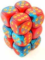 Chessex 12 x D6 Set Gemini 16mm - Red-Teal/Gold
