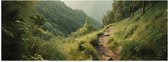 Poster Glanzend – Bergen - Pad - Planten - Bomen - Hiken - 150x50 cm Foto op Posterpapier met Glanzende Afwerking