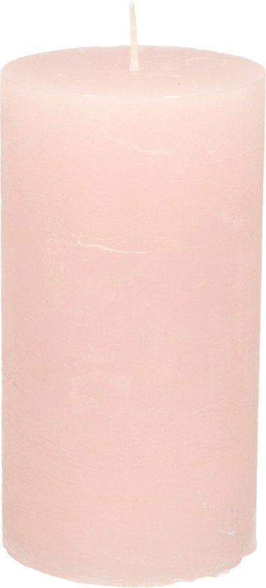 Stompkaars/cilinderkaars - licht roze - 7 x 13 cm - rustiek model