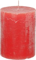 Stompkaars/cilinderkaars - rood - 7 x 9 cm - middel rustiek model