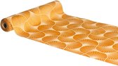 Chaks Tafelloper op rol - ginkgo print - oranje - 28 x 300 cm - polyester