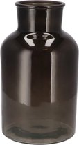 DK Design Bloemenvaas/siervaas melkbus fles model - helder gekleurd glas - zwart - D17 x H30 cm