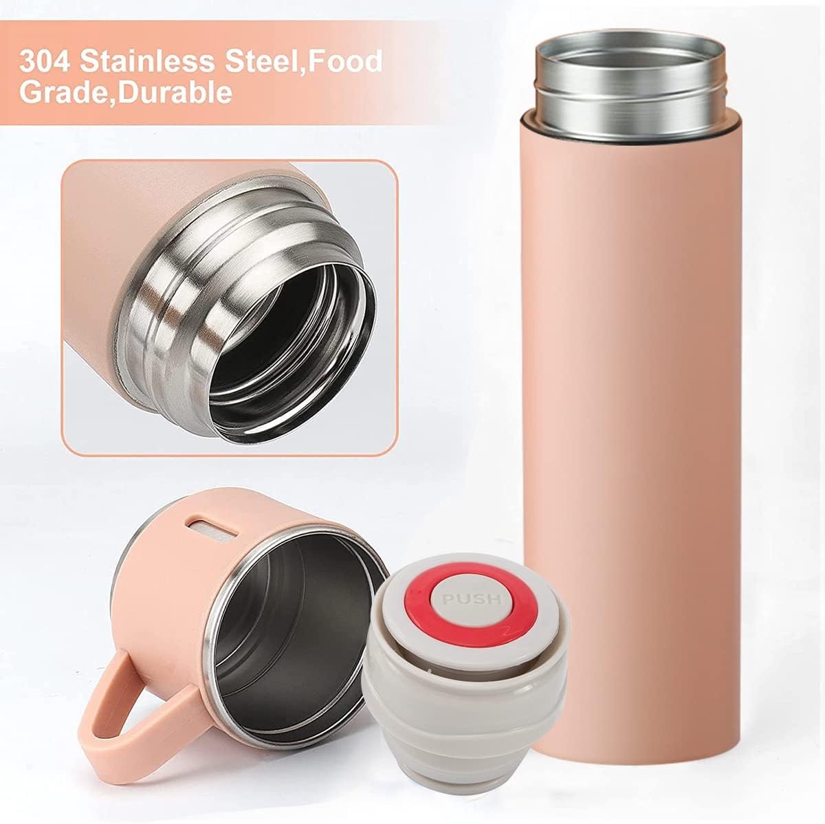 Thermos koffie, thermosfles, roestvrij staal, voor warme en koude dranken (500 ml