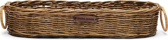 Riviera Maison Broodmand Riet, Serveermand voor boord - en stokbroden - Rustic Rattan Fresh Baquette Basket - Bruin - Rattan Pitriet