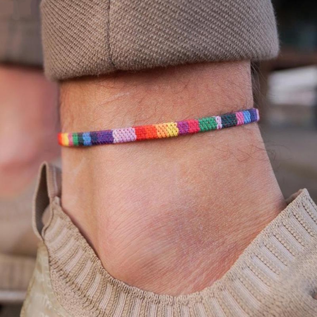 Kleurrijk enkelbandje - Enkelband - Geweven - Verstelbaar