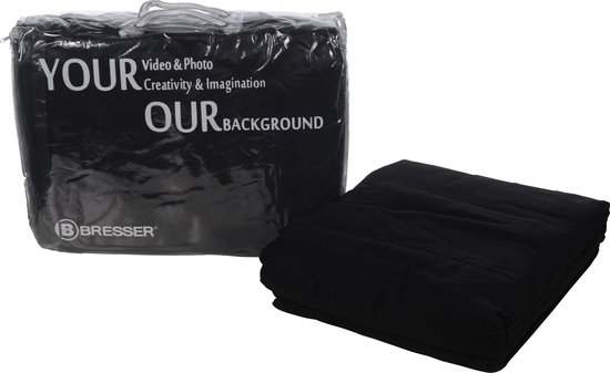 Bresser BR-9 Achtergronddoek - Zwart - 3x4m - Uitwasbaar