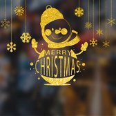 Raamstickers Kerst Grote Gouden Sneeuwpop - Gold - Glitter - Herbruikbaar - Sneeuwvlokken - Kerstmis - Decoratie - Raamdecoratie - Kerstversiering - Raamversiering - Merry Christmas - Snowman