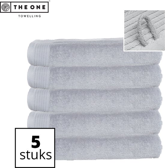 The One Towelling Classic Handdoeken - 50 x 100 cm - 5 Stuks - Voordeelverpakking - Hoge vochtopname - 100% Gekamd katoen - Lichtgrijs