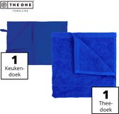 The One Towelling Keukentextiel set - 50 x 50 cm / 50 x 70 cm - 2 Delig - 1 Handdoek & 1 Theedoek - Voordeelverpakking - Katoen - Koningsblauw