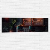 Muursticker - Bar - Chique - Planten - Alchol - Flessen - Glazen - 120x40 cm Foto op Muursticker