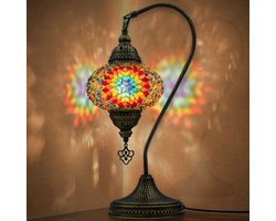 Mozaiek Zwanenhals Lamp, Handgemaakte, Nachtlampje, Turkse, Arabisch, Oosterse, Tiffany, Marokkaanse Decoratieve Tafellampen Voor Slaapkamer, Bureau, Woonkamer En Perfecte Cadeau Voor Speciale Dagen - Regenboog