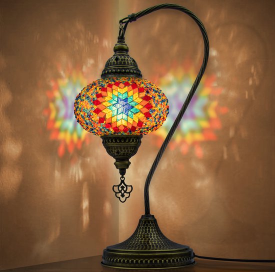 VALVELLO Lampe à col de cygne en mosaïque, faite à la main, veilleuse,  turque, arabe,... | bol