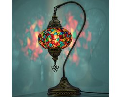 VALVELLO Mozaiek Zwanenhals Lamp, Handgemaakte, Nachtlampje, Turkse, Arabisch, Oosterse, Tiffany, Marokkaanse Decoratieve Tafellampen Voor Slaapkamer, Bureau, Woonkamer En Perfecte Cadeau Voor Speciale Dagen - Mixed