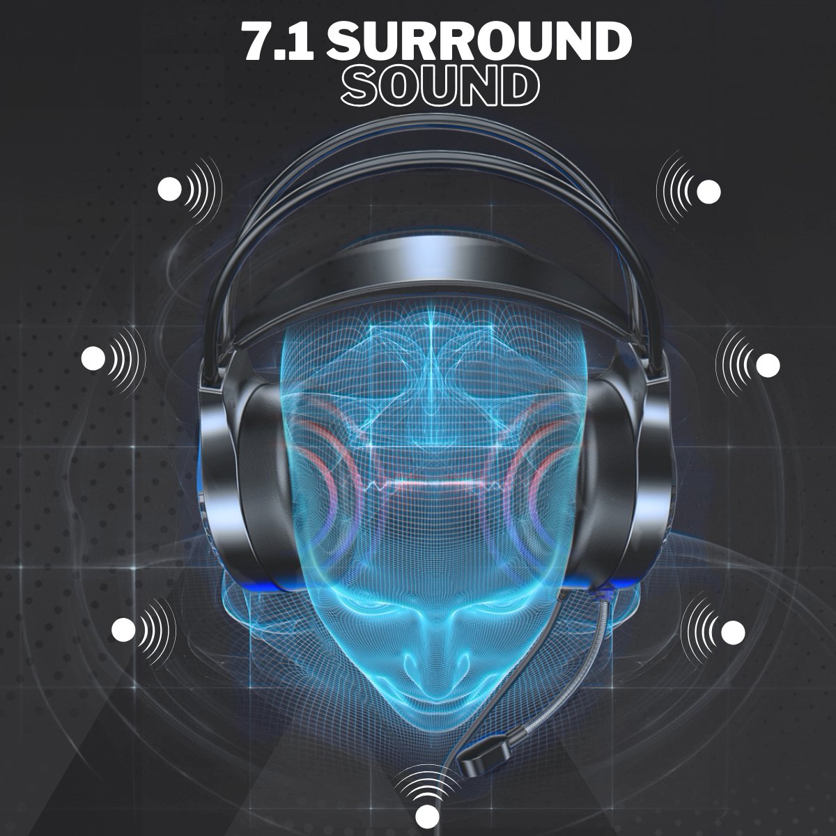 VERTREX Gaming Headset met Microfoon - Hoofdtelefoon - Headsets PC, PS5, PS4, Xbox, Nintendo Switch - 7.1 Surround Sound thumbnail 5